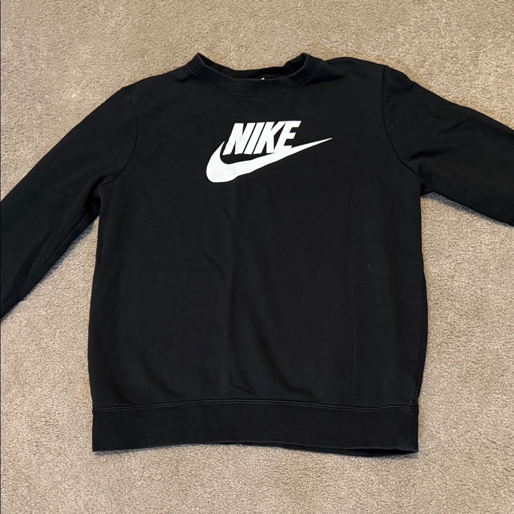 Nike Women's Black Sweatshirt with White Logo